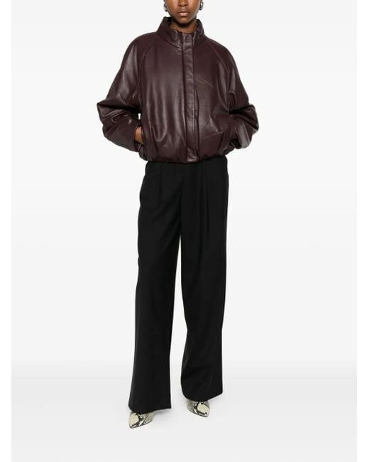 IRO Brown Raglan-Sleeve Leather Jacket