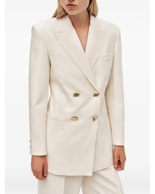 Aje. White Vortex Double-Breasted Peak-Lapels Blazer