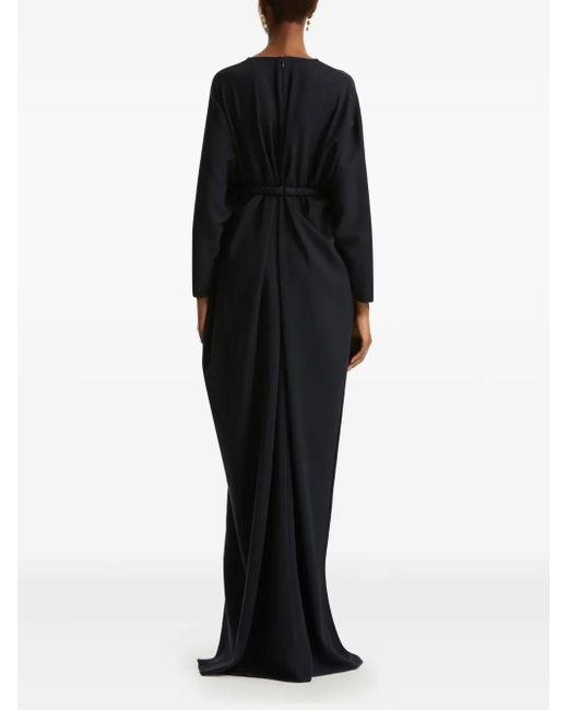 Robe Georgette À Coupe Longue Oscar de la Renta en coloris Black