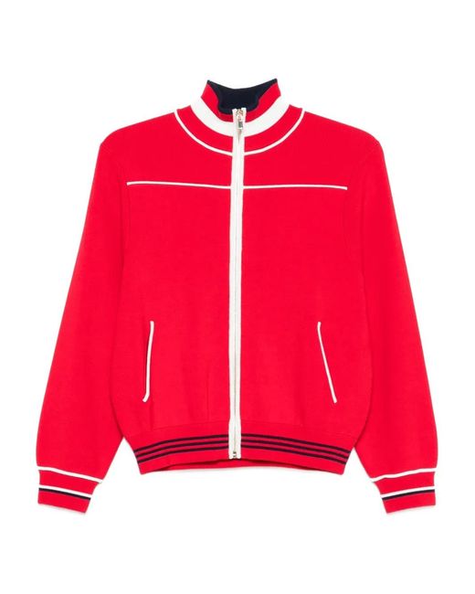 Maje Red Zip-Up Cardigan