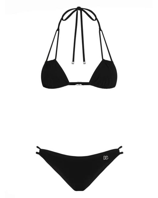 Dolce & Gabbana Black Dg Logo Bikini