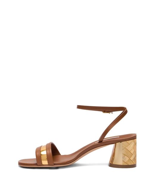 Casadei Brown Buckle-Strap Heeled Sandals