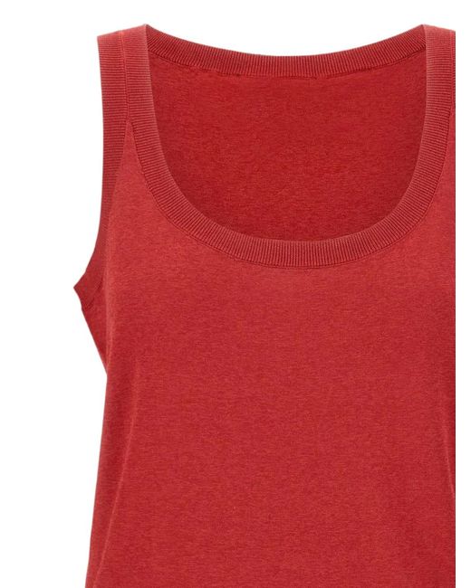 Kaos Red Ribbed-Trim Knitted Top
