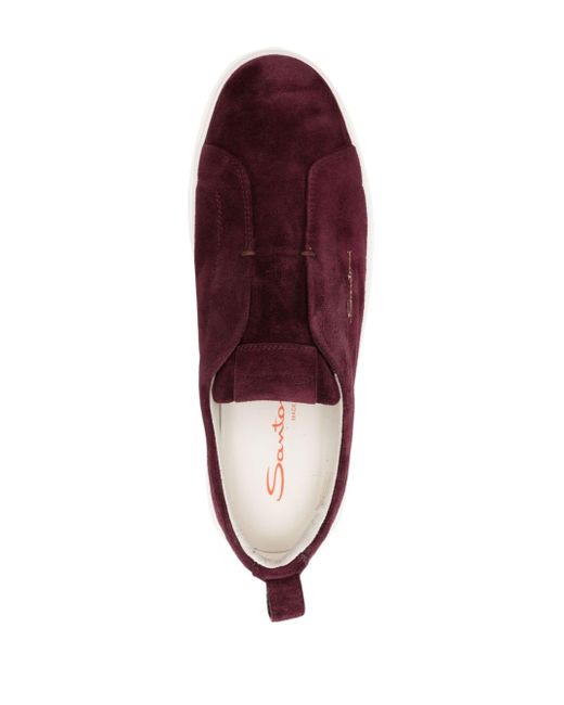 Santoni Purple Suede Slip-on Sneakers
