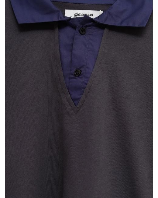 GIMAGUAS Blue Luis Long-Sleeve Layered Polo Shirt for men
