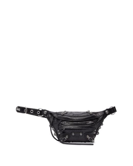 Balenciaga Black Le Cagole Studded Belt Bag - Unisex - Lambskin
