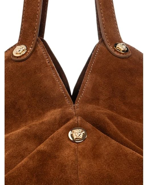 Versace Brown Protea Suede Shoulder Bag