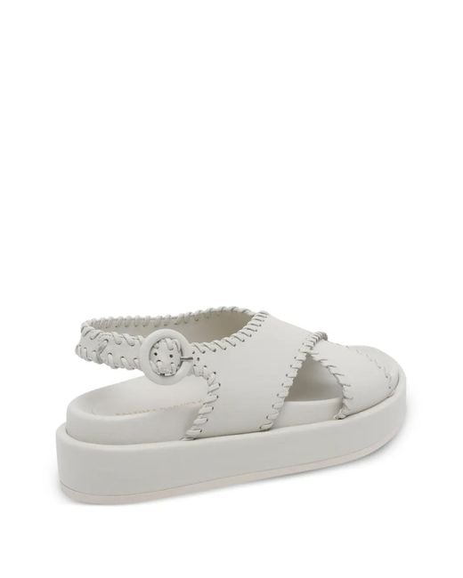 Paloma Barceló White Buckle Leather Sandals