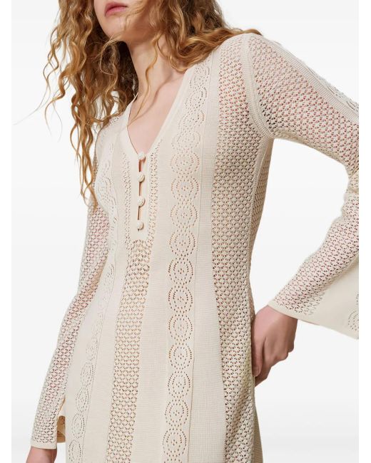 Twinset Natural Crochet Midi Dress