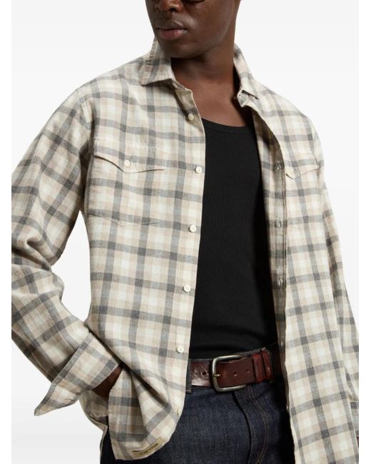 Woolrich White Check-Pattern Pocket Shirt for men