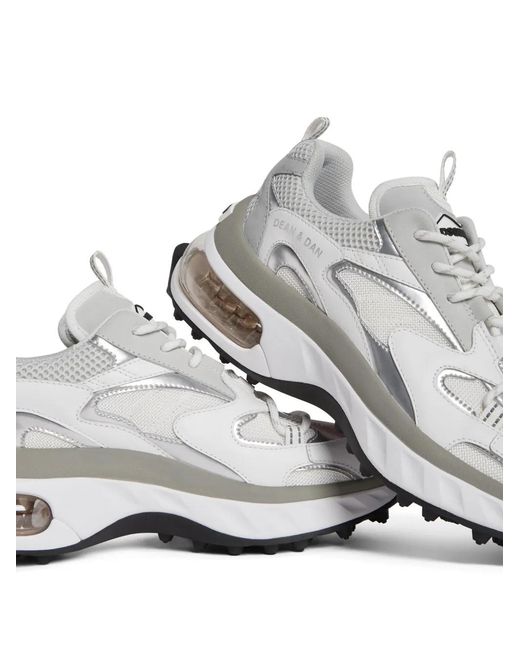 DSquared² White Lace-Up Low Top Sneakers For for men