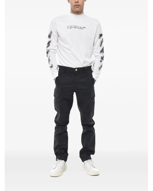 Woolrich Blue Logo-Patch Cargo Pants for men