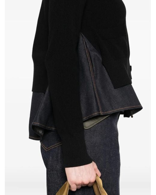 Sacai デニムパネル カーディガン Black
