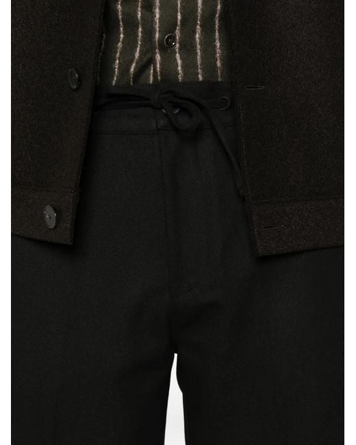 Karl Lagerfeld Black Drawstring Straight-Leg Trousers for men