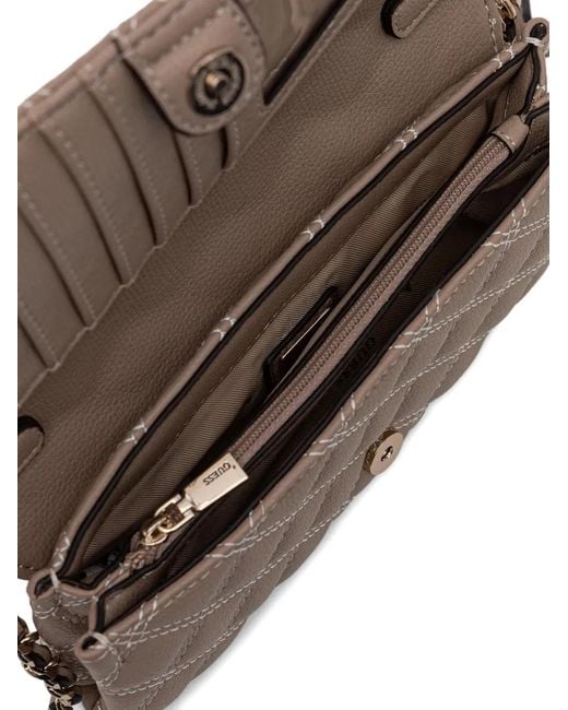 Guess Gray Quilted Chain Cross Body Bag