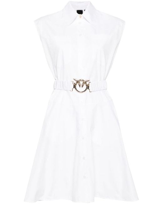Pinko Sleeveless Poplin Shirt Dress in het White