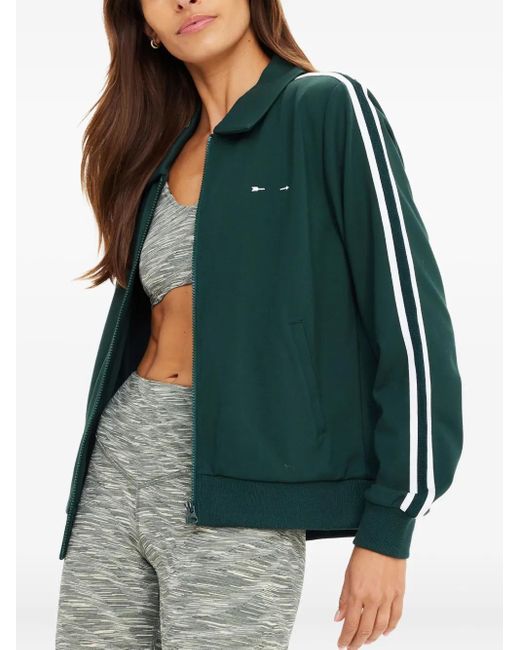 The Upside Green Zip-Front Stripe-Detail Jacket