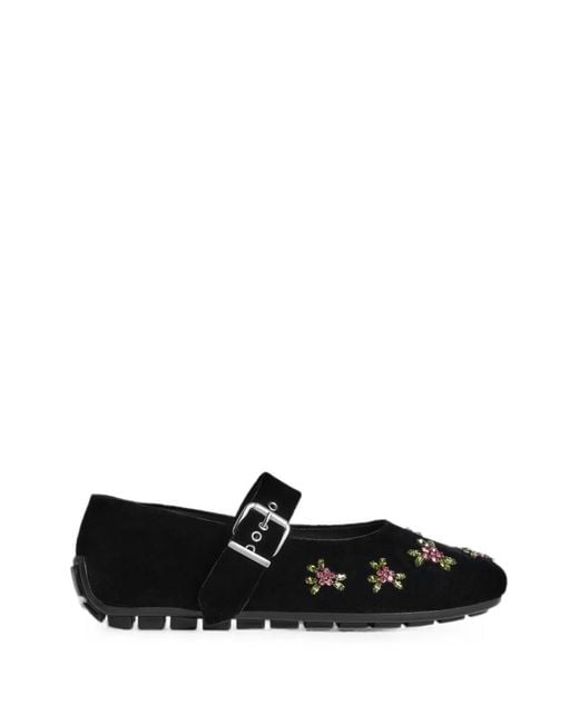 Simone Rocha Black Mary Jane Embellished Ballet Flats