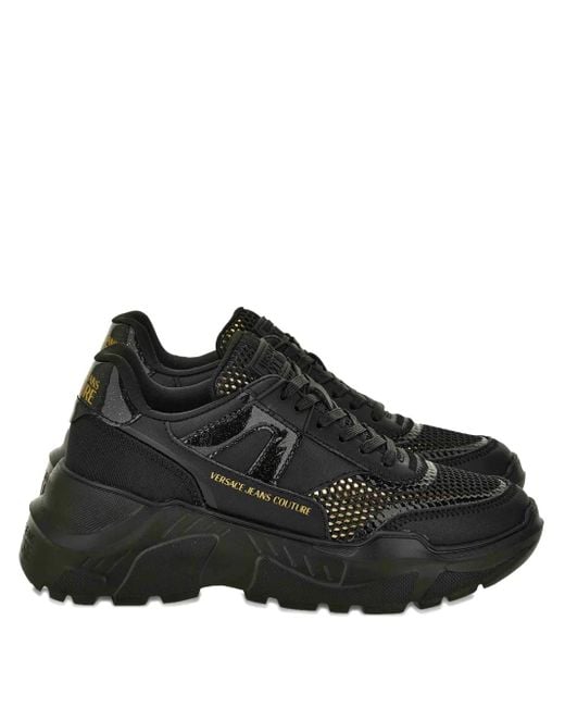 Versace Jeans Couture Black Embellished Platform Sneakers