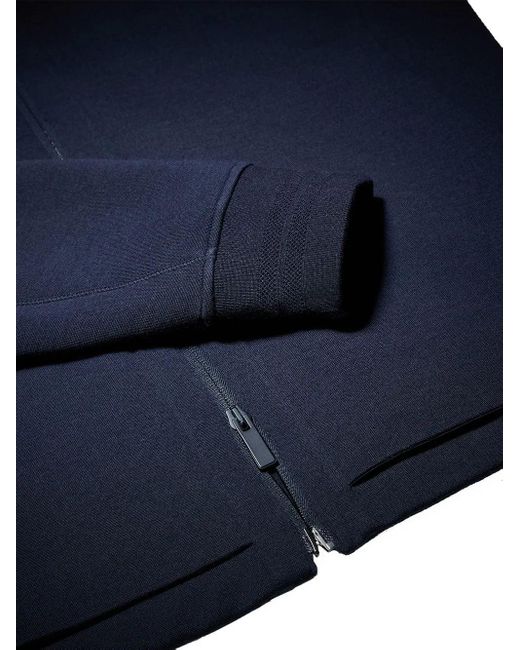 Zegna Blue High Performance Wool-Cotton Hoodie for men