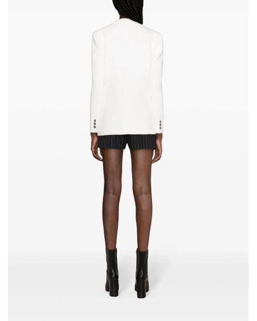 Alessandra Rich White Single-Breasted Bouclé Blazer