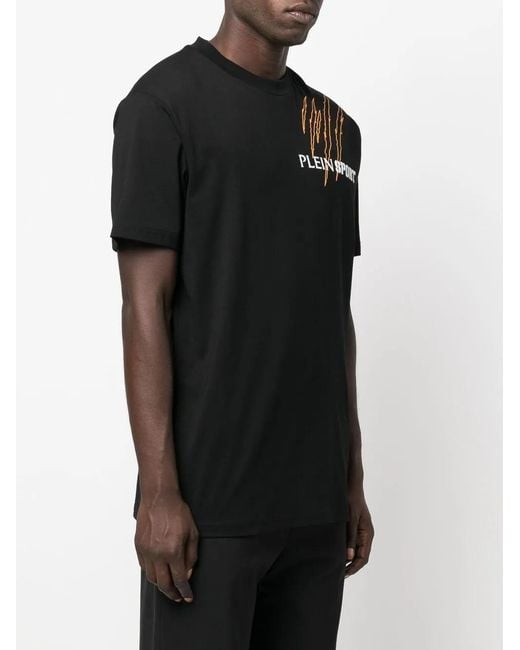 Philipp Plein Black Scratch Logo-Print T-Shirt