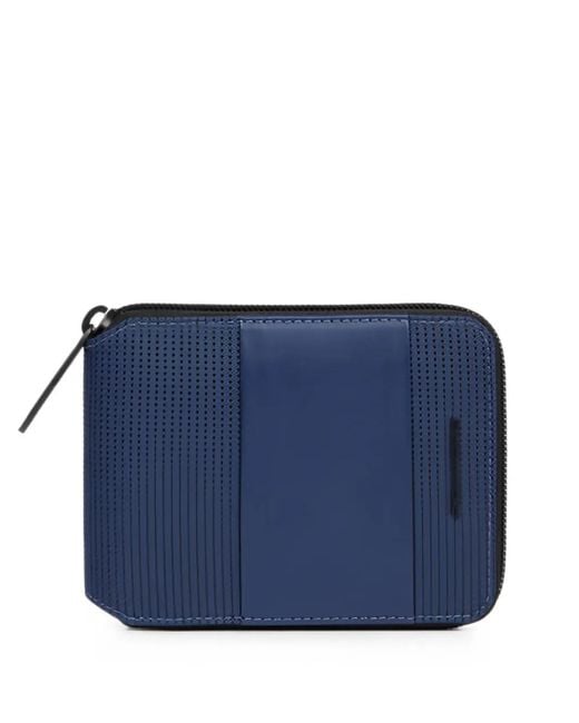 Piquadro Blue Mesh-Panelled Zip-Around Wallet for men