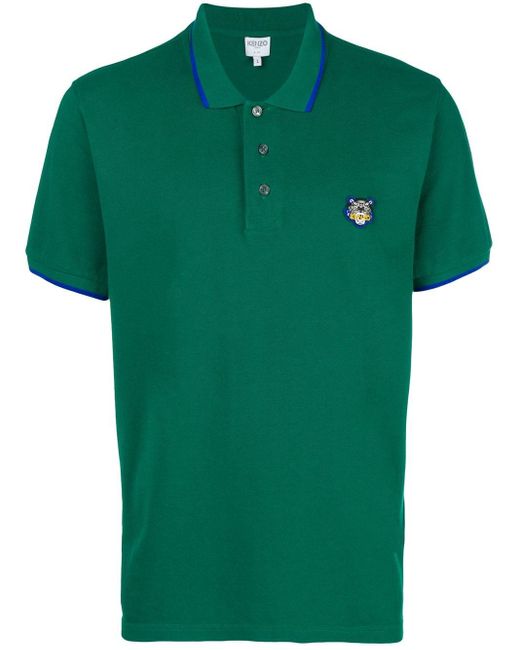 KENZO Green Tiger Logo Polo Shirt for men