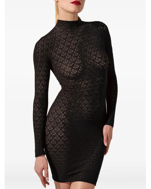 Abito Corto Mermaid A Collo Alto di Wolford in Black
