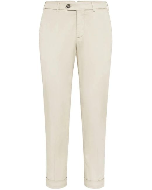 Brunello Cucinelli Pink Gabardine Garment Dyed Pants for men