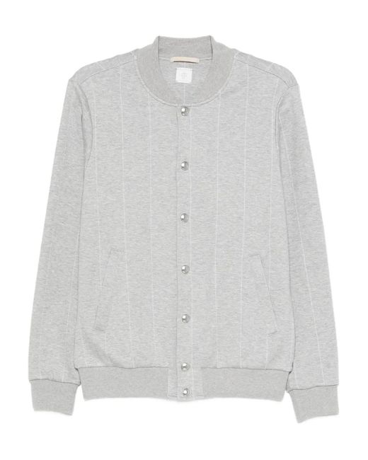 Eleventy White Pinstripe Bomber Jacket for men