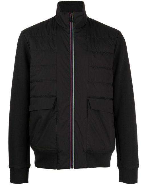 PS by Paul Smith Black Mixed Media Wadded Jacket for men