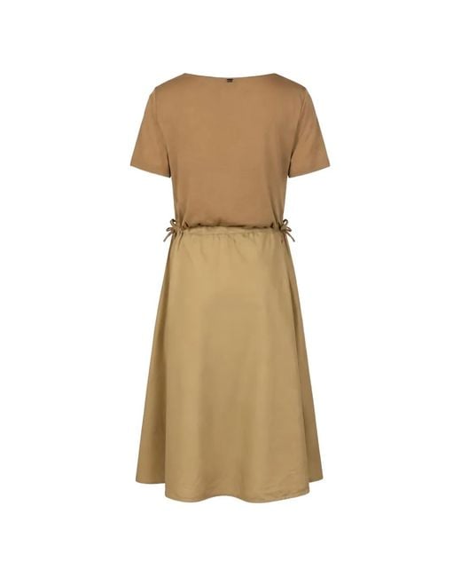 Herno Natural Drawstring Pleated Midi Dress