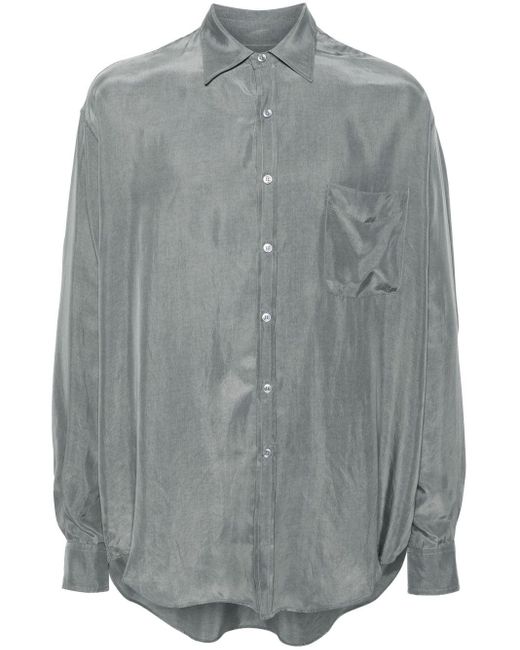 Frankie Shop Gray Leland Button-up Satin Shirt for men