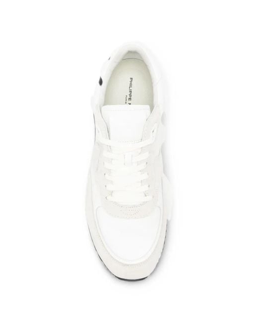 Philippe Model White Logo-Patch Panelled Sneakers for men