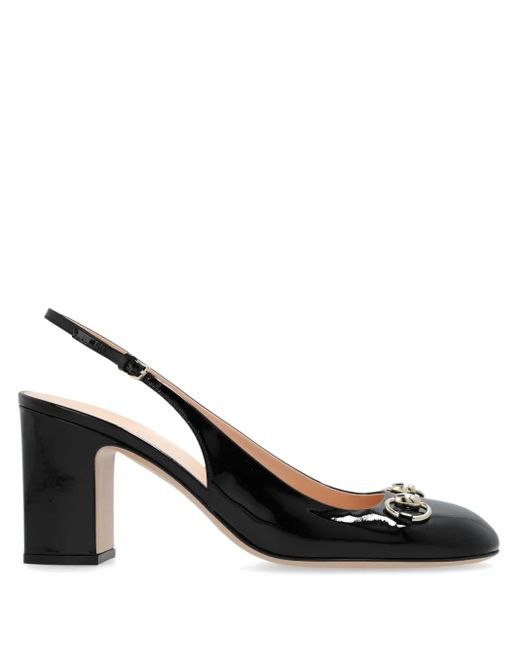 Zapatos Horsebit con tacón de 75 mm Gucci de color Black