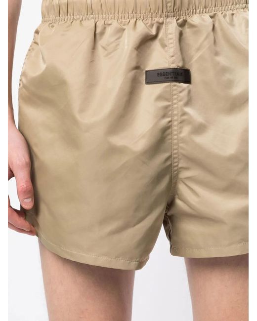 Fear Of God Natural Logo-Patch Track Shorts for men