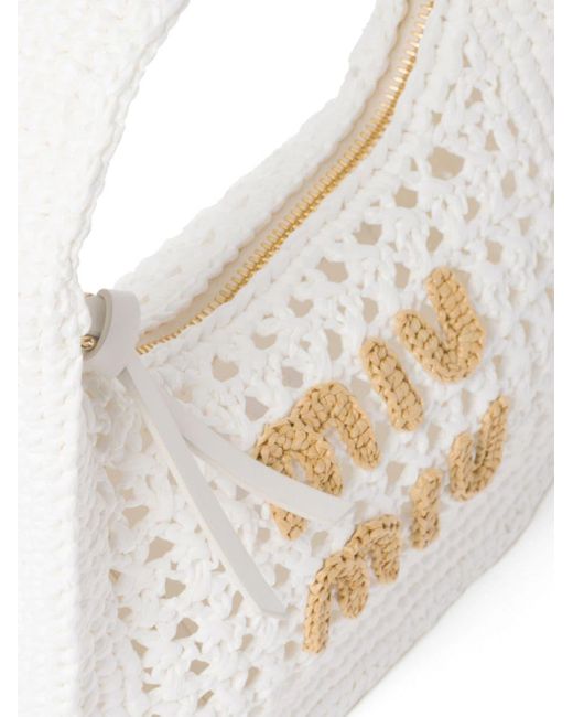 Miu Miu White Wander Crochet-knit Shoulder Bag
