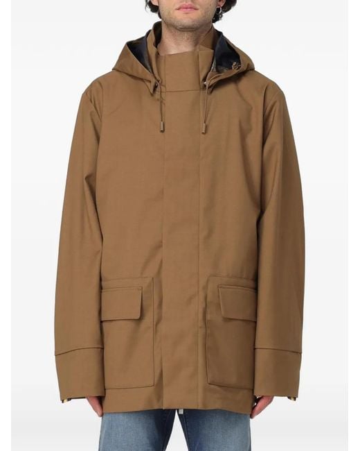 K-Way Brown Erhal Hooded Flap-Pocket Coat for men