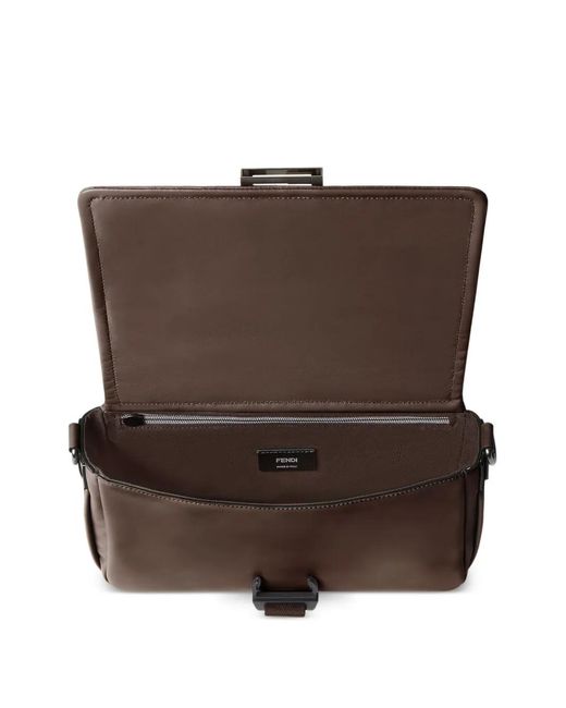 Fendi Brown Flux Leather Messenger Bag for men