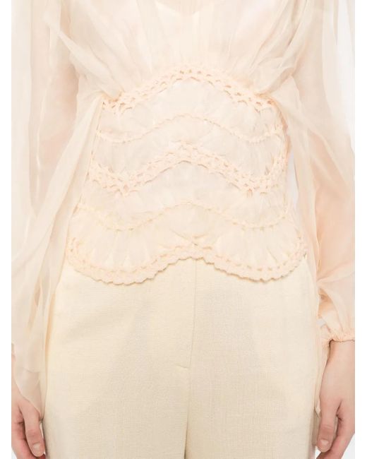 Zimmermann White Illuminate Macrame Blouse