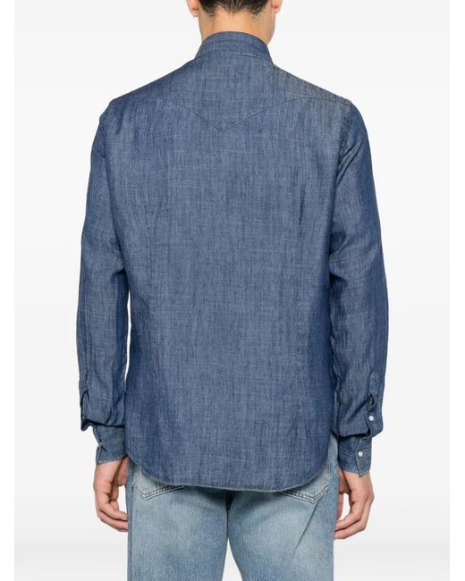 Eleventy Blue Button-Down Shirt for men