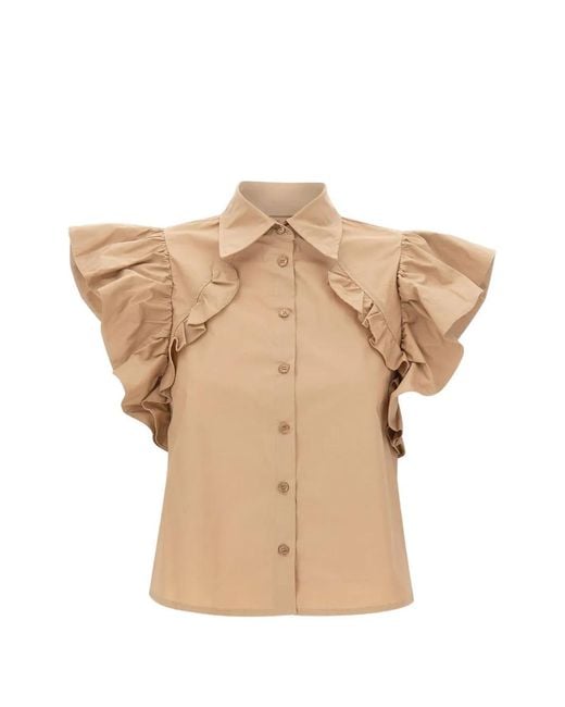 Kaos Natural Ruffled Cropped Shirt