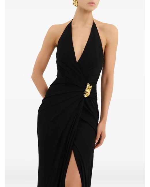 Rebecca Vallance Black Zaley Halter-Embellished Maxi Dress