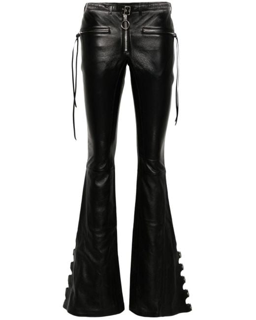 Courreges Black Mid-rise Bootcut Leather Trousers