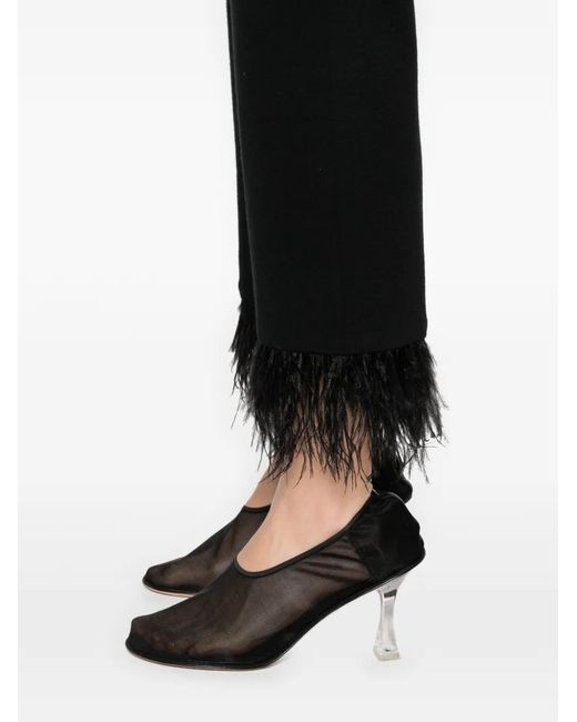 Philo-Sofie Cashmere Black Feather-Hem Trousers