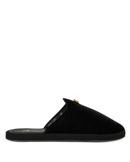 Giuseppe Zanotti Black Domitille Velvet Slippers