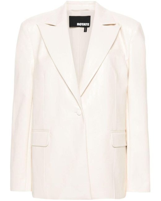 ROTATE BIRGER CHRISTENSEN Natural Textured Faux-leather Single-breasted Blazer