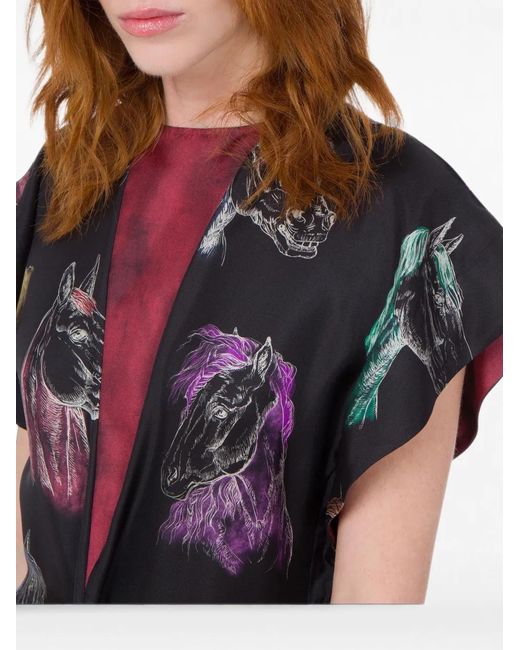 Moschino Black Horse-Print Panelled Dress