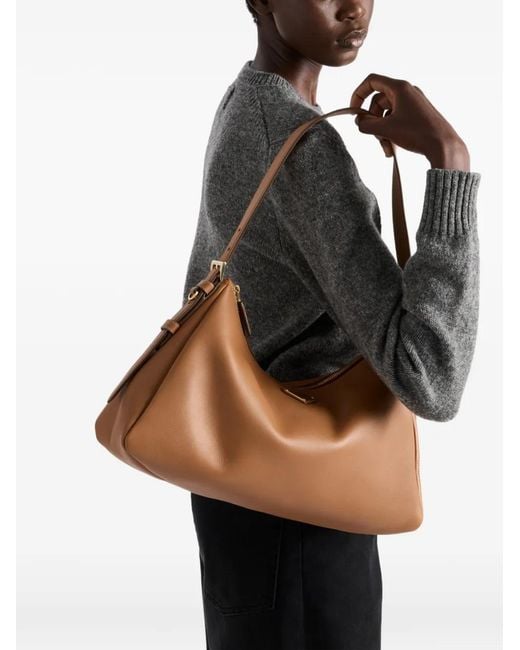 Prada Brown Aimée Large Leather Shoulder Bag